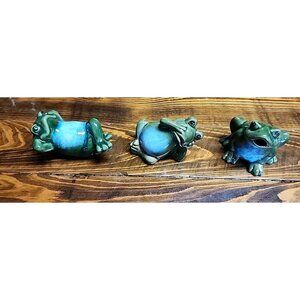 Frog Figures, Three Different. Collectible, Decorative. Pond, Garden, Planter